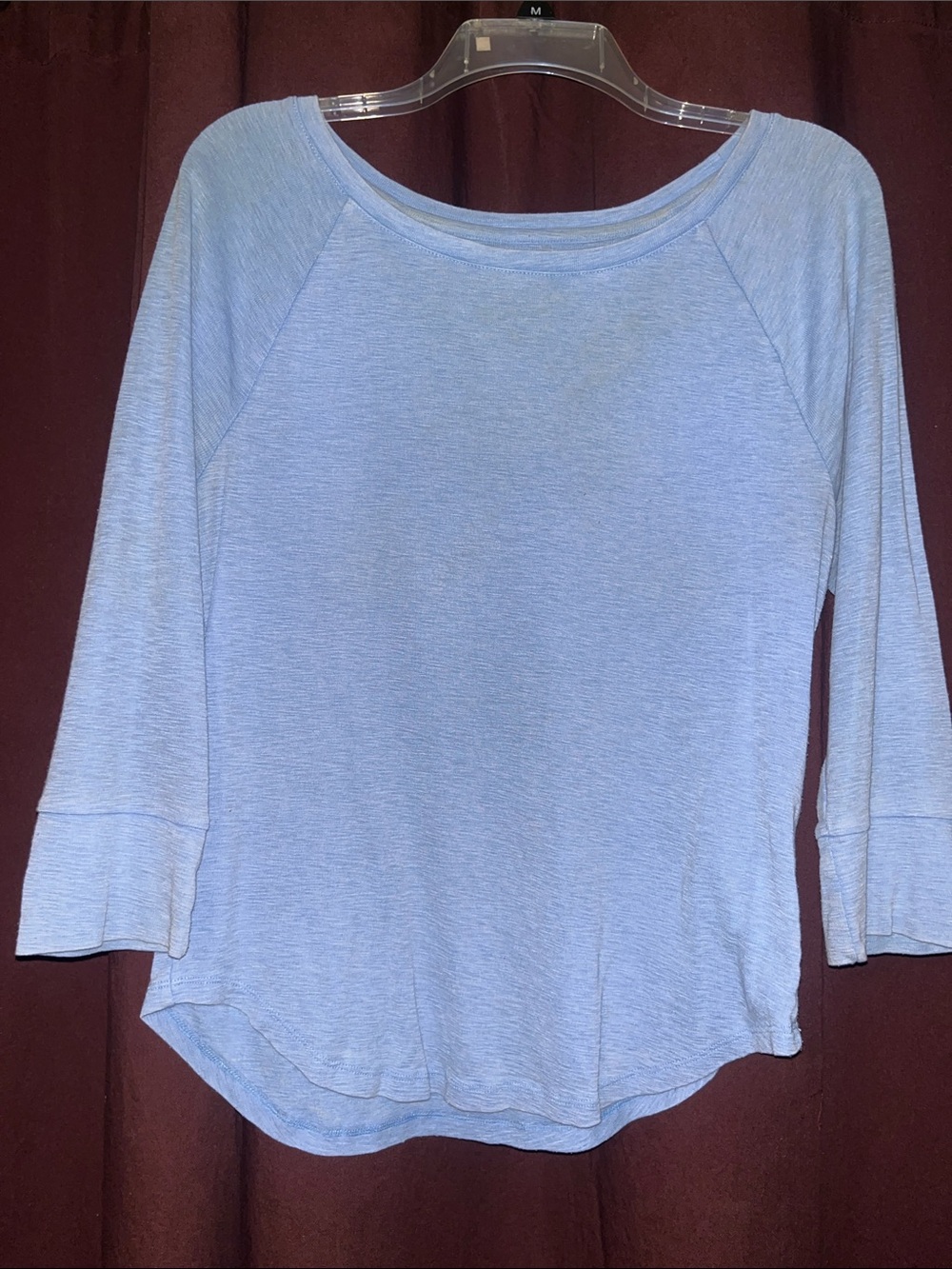 Light Blue Women's 3/4 Sleeve Boatneck Top